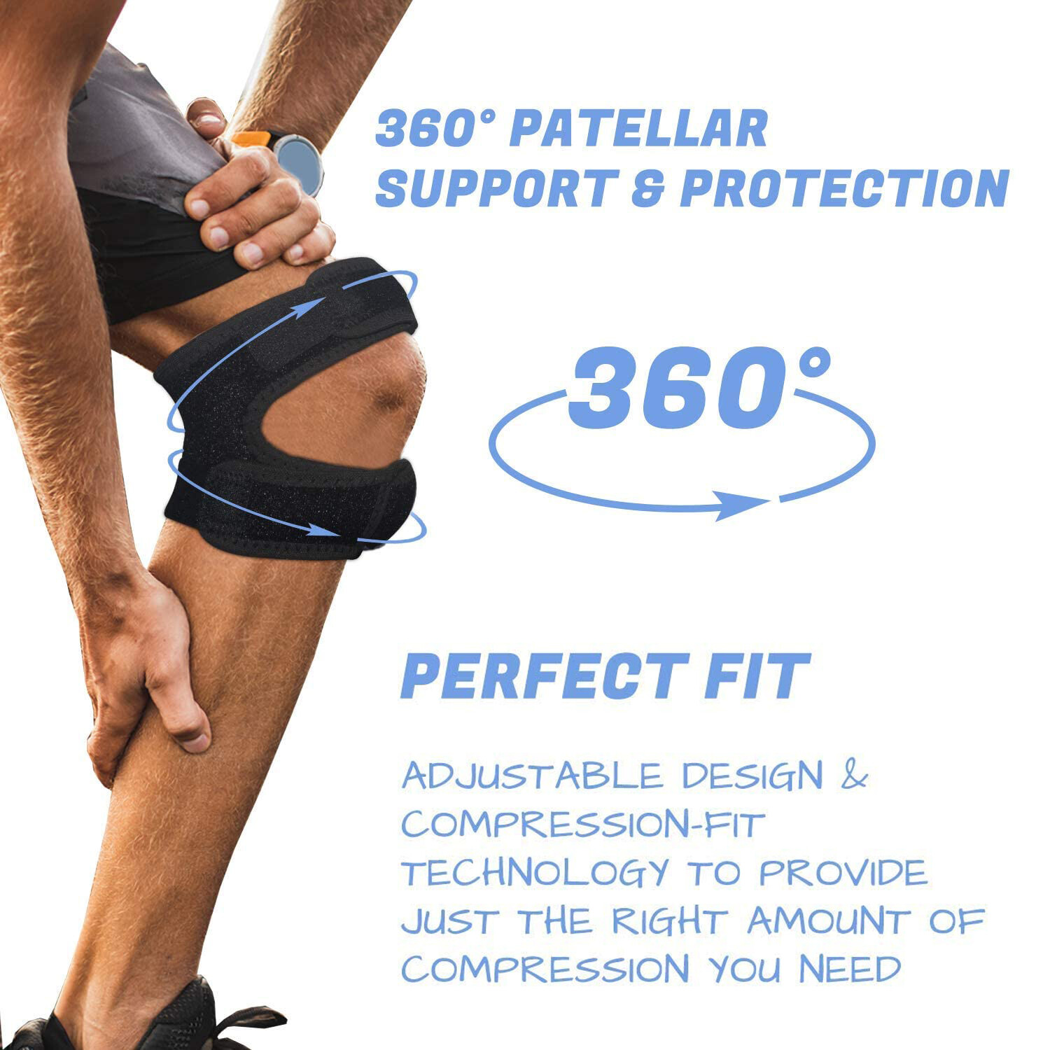 Knee Brace Support Compression Patella Straps Tennis Joint Pain Arthritis Relief