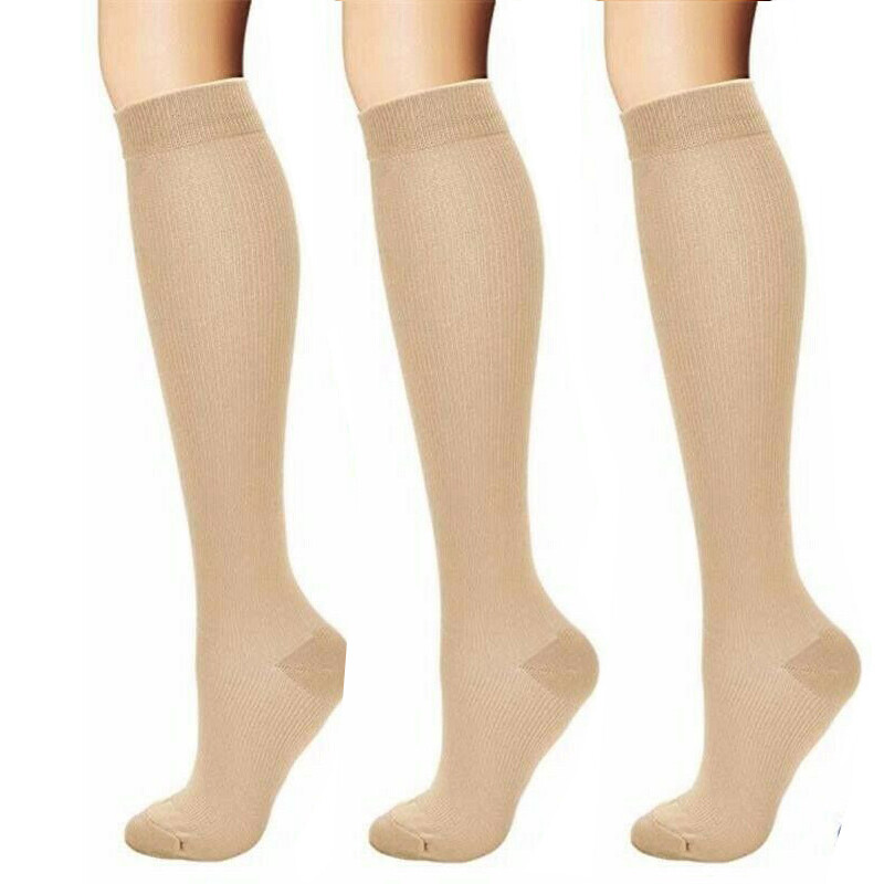3 Pair Traditional Compression Socks 20-30 mmHg Closed Toe Navy Stockings S-XL
