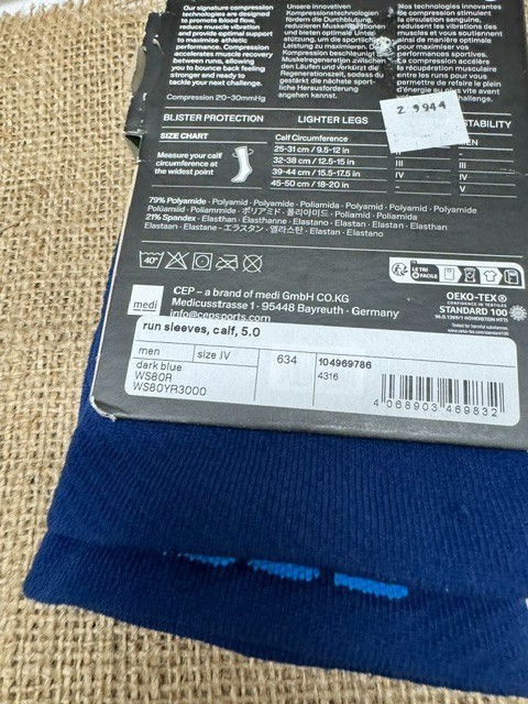 CEP Men’s Running Compression Calf Sleeves -size lV (39-44cm/15.5-17.5in) *New