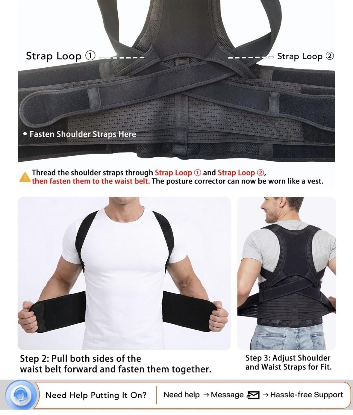 Advanced Full Back Brace Support for Upper & Lower Back, Spine & Neck Alignment