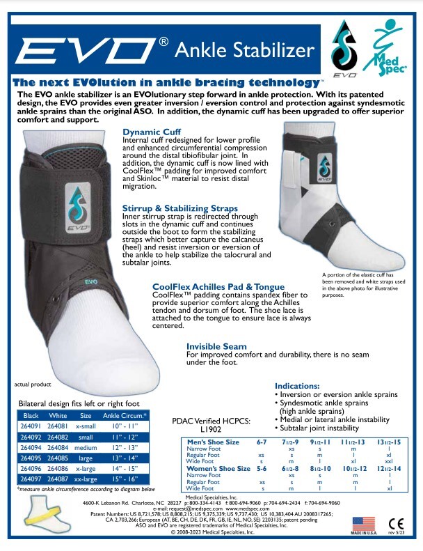 Med Spec Ankle Stabilizer Orthosis EVO