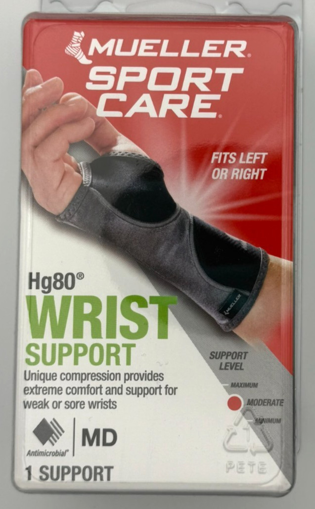 Mueller MLR Hg80 Wrist Support Brace Black Medium 7.5–8.5 in Compression