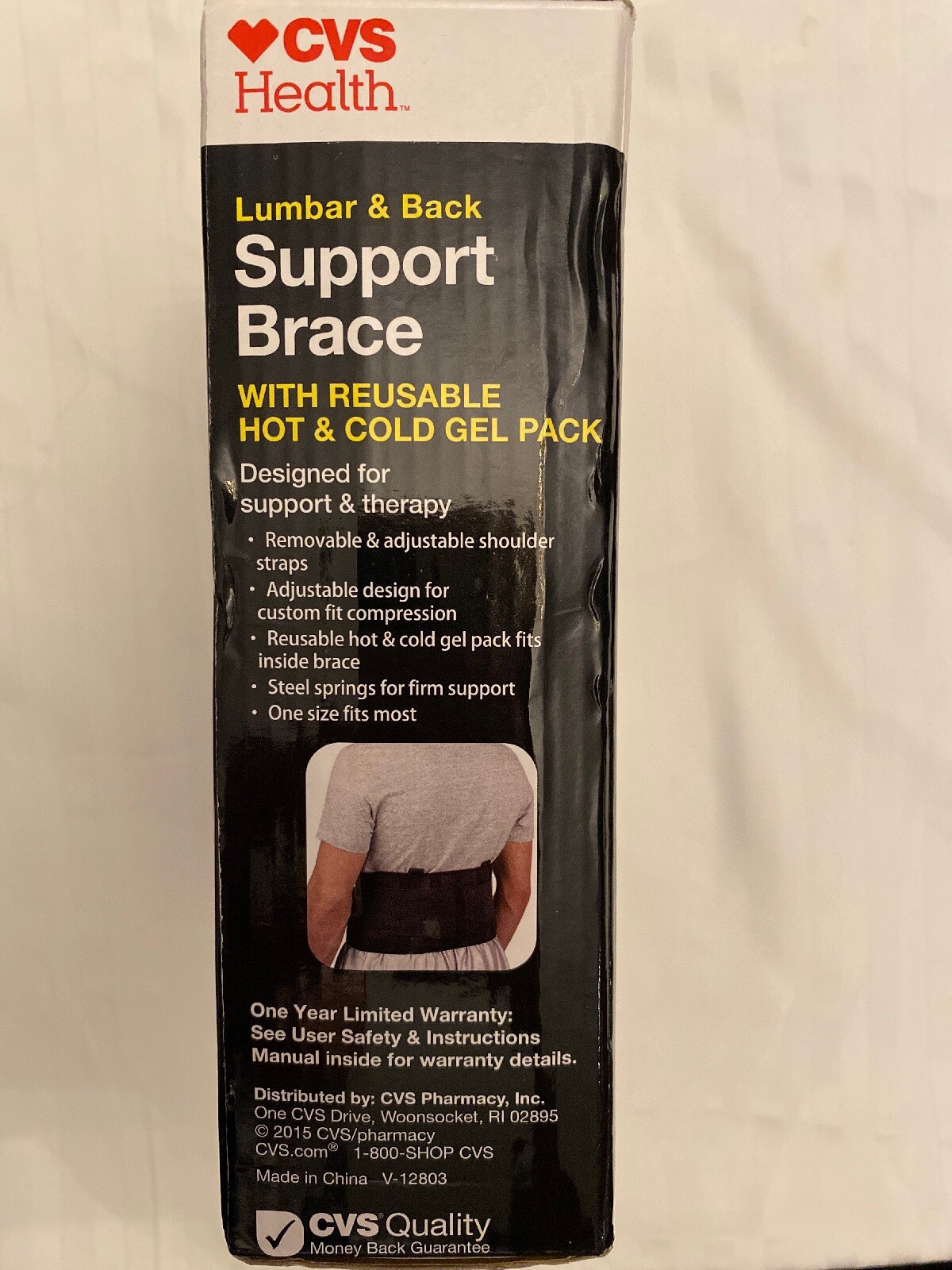Lumbar & Back SUPPORT BRACE with Reusable Hot & Cold Gel Pack CVS Health