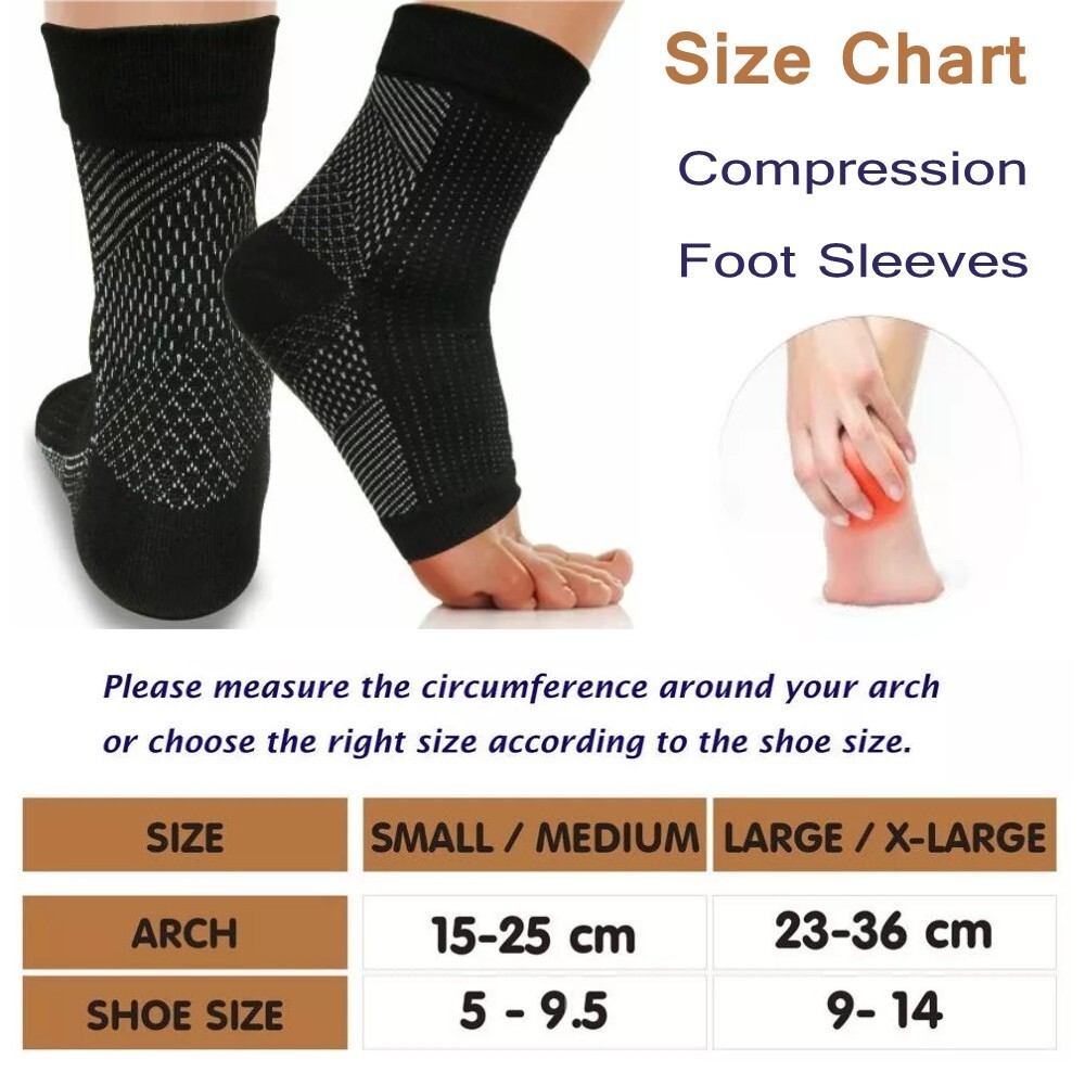 Copper Infused Compression Socks Planter Fasciitis Ankle Support Gym Pain Relief