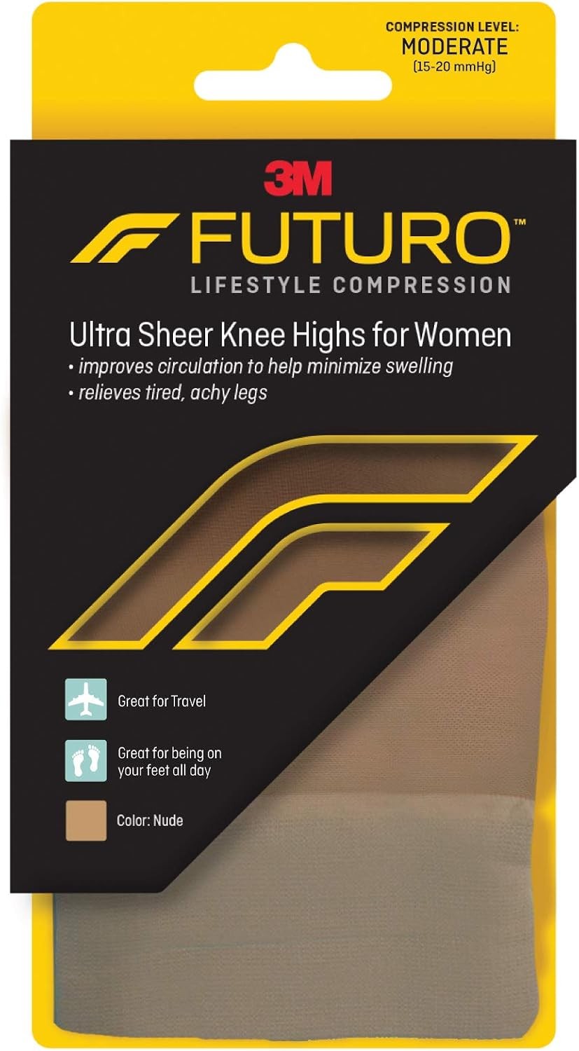 Futuro Ultra Sheer Knee Highs Women Nude Medium Pack of 3
