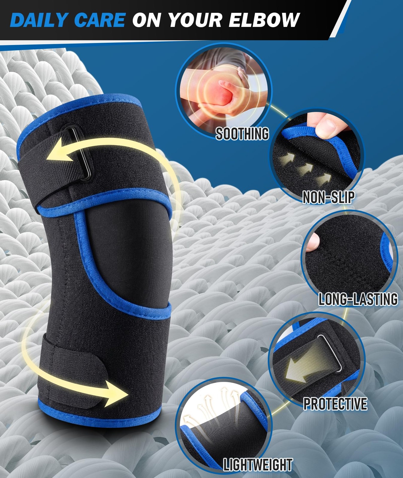 OXYSAIKO Elbow Brace for Tennis & Tendonitis- Adjustable Black