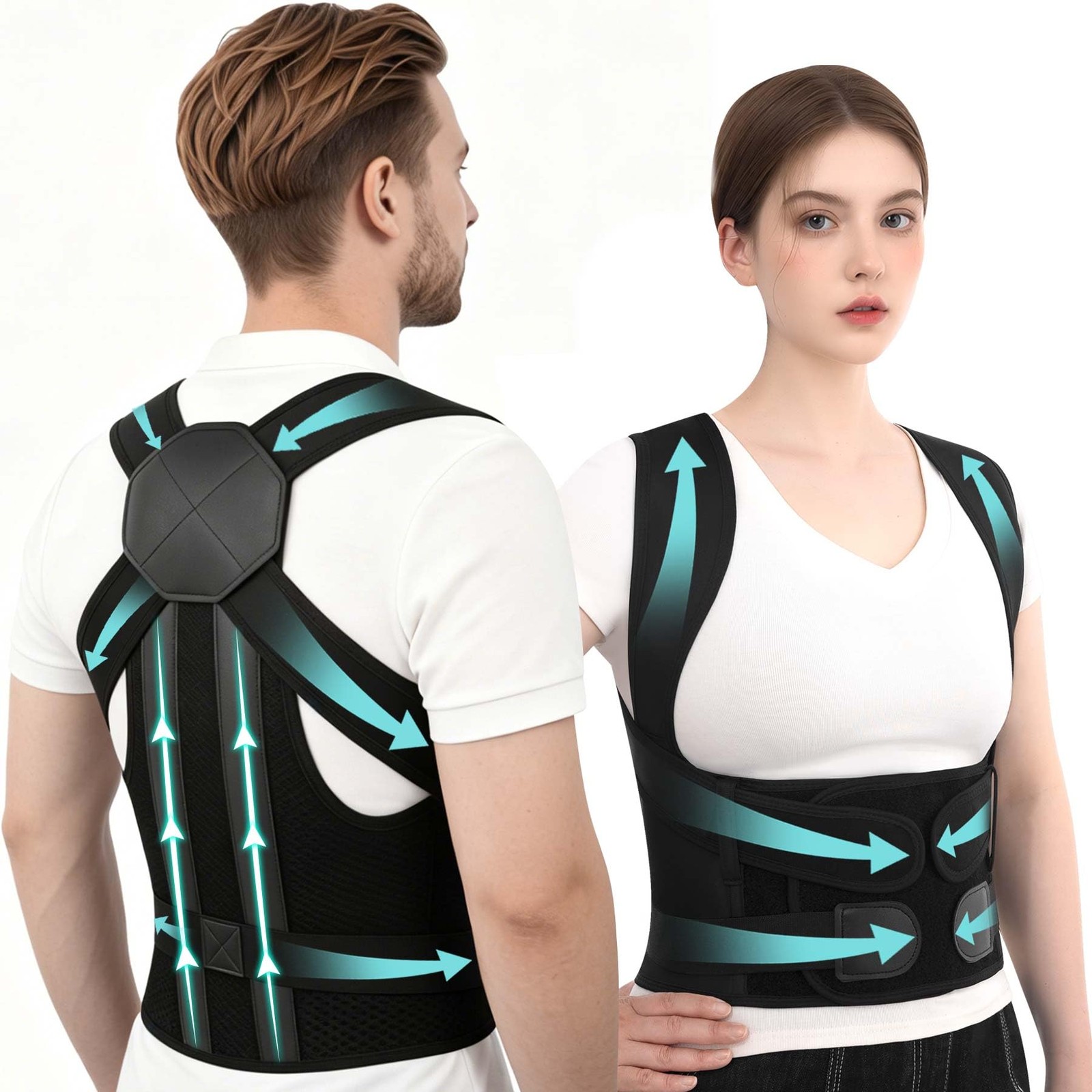 Zrughno Posture Corrector for Women and Men Back Brace XX-Large, Black
