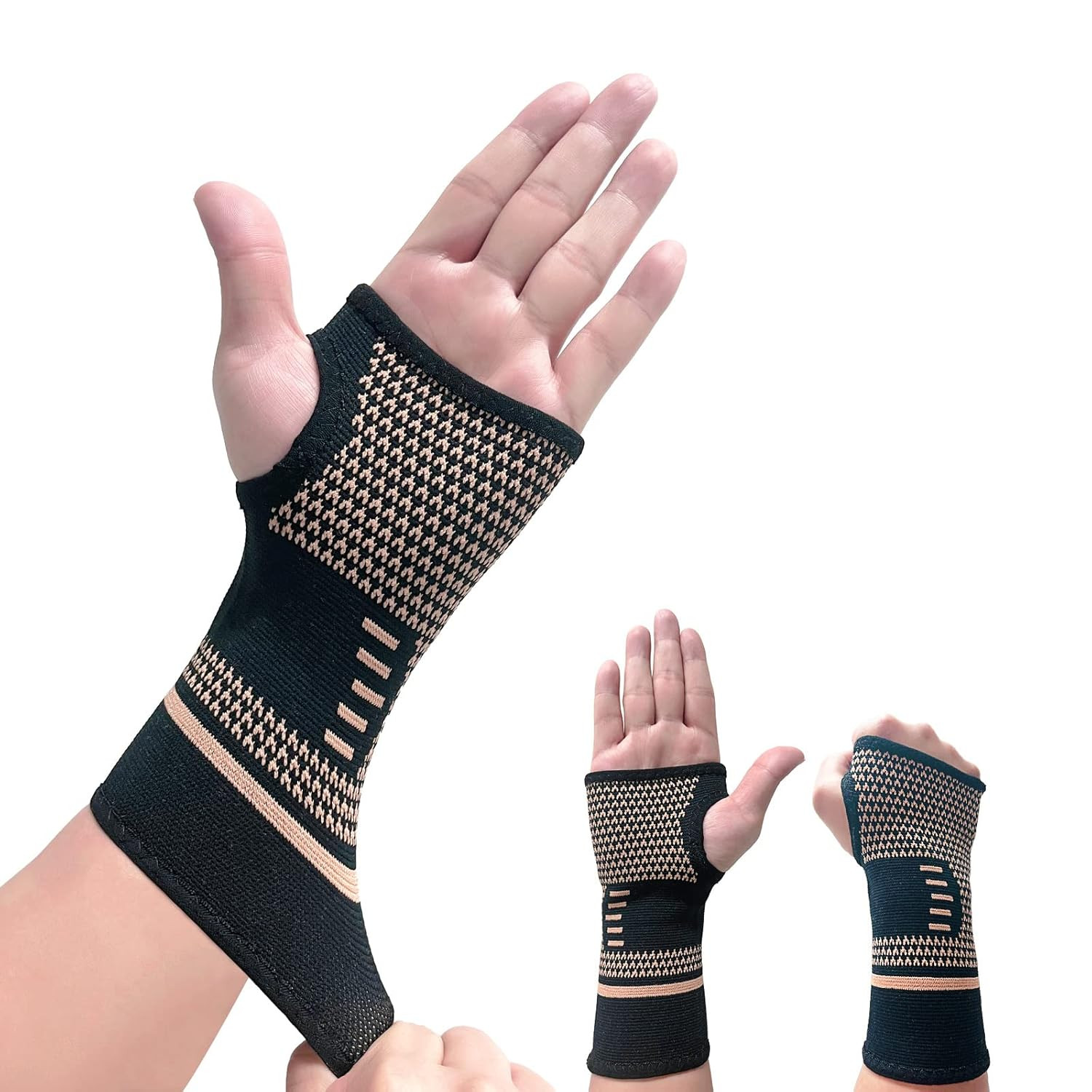 Copper Wrist Compression Sleeve Brace Support for Carpal Tunnel Sports Typing