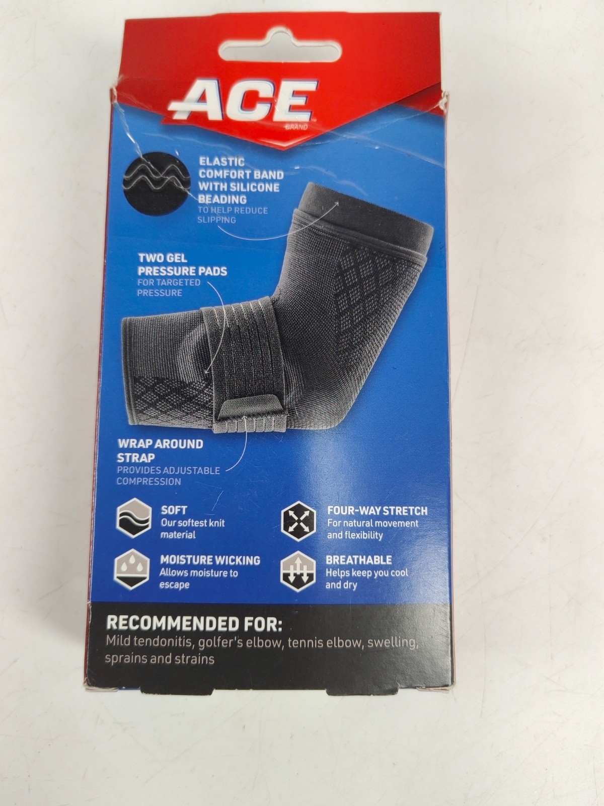 ACE Brand ELBOW FLEX COMFORT COMPRESSION SLEEVE OS One Size NEW In Box