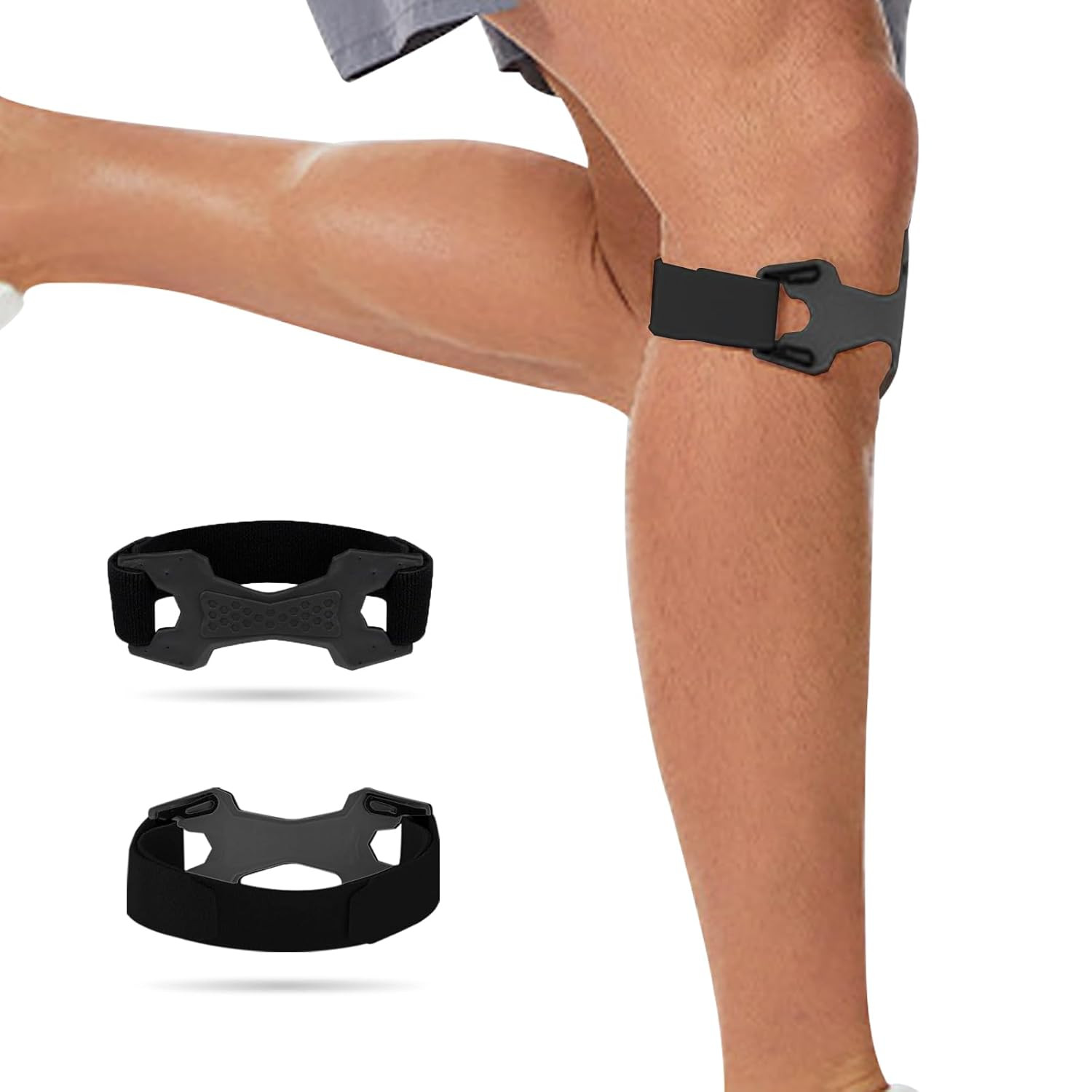 2 Pack Patellar Tendon Support Strap,Adjustable Silicone Patella Knee Strap for