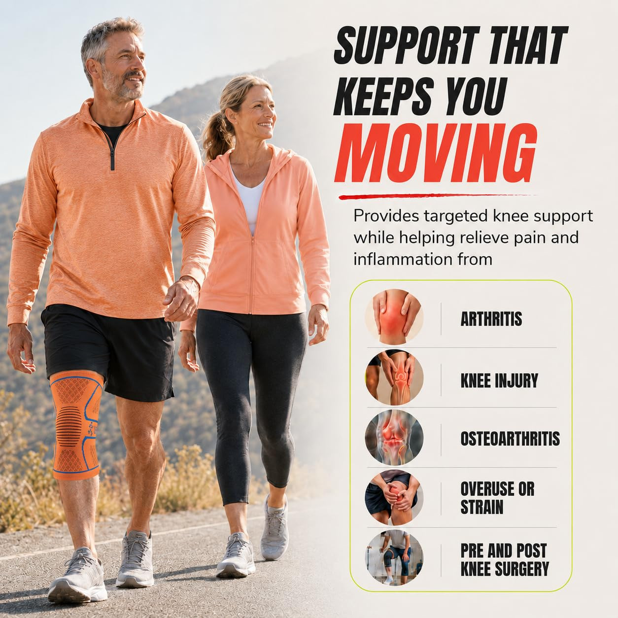 Knee Brace for Men and Women Knee Compression Sleeve Knee Support Wraps for Arth