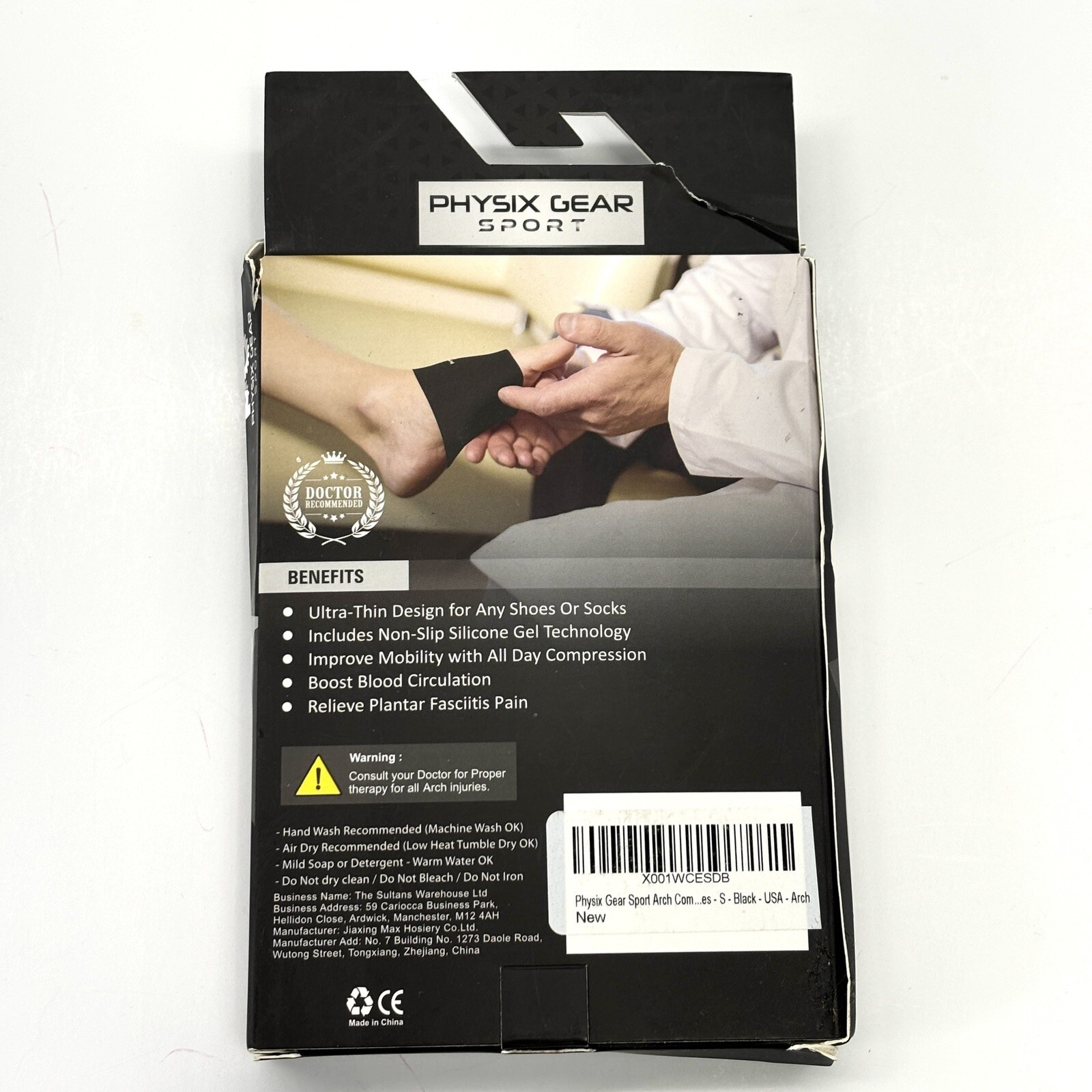 Physix Compression Gear Sport Arch Support Sleeve Plantar Fasciitis Unisex S NIB