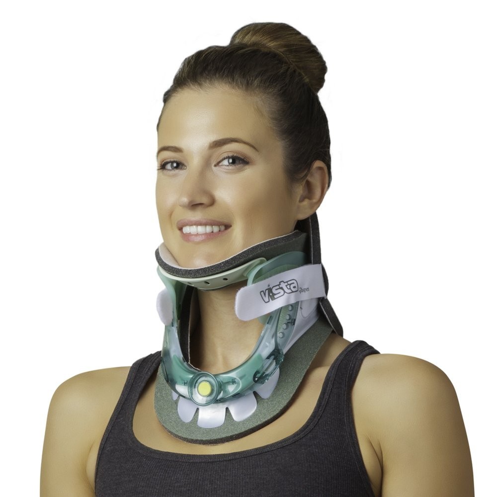 Vista Cervical Collar 6-Height Adjust Neck Brace – Soft Cotton, Tracheal Access