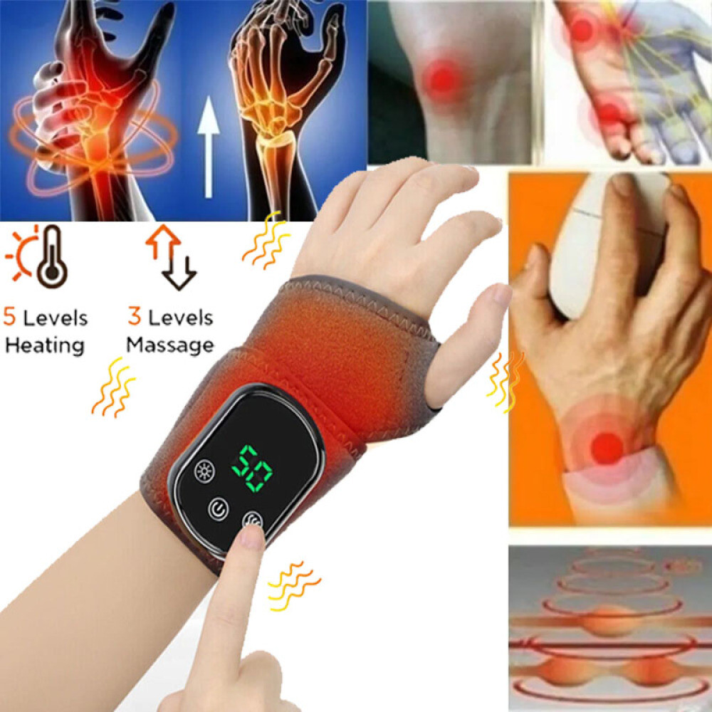 Electric Infrared Heated Wrist Wrap Brace Hand Massage Vibration for Pain Relief