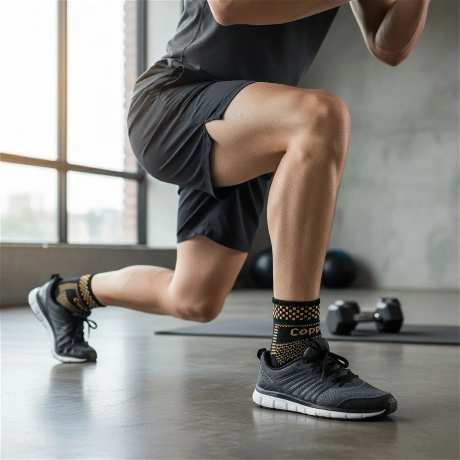 Copper Compression Ankle Brace Support Sleeve for Running Sports Walking 1 Pair