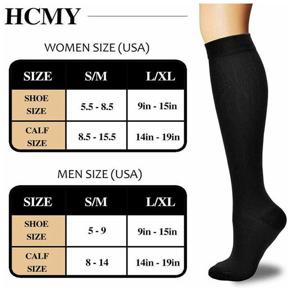 3/6 Pairs Compression Stockings for Men and Women 15-20 Close Toe Socks S/M/L/XL
