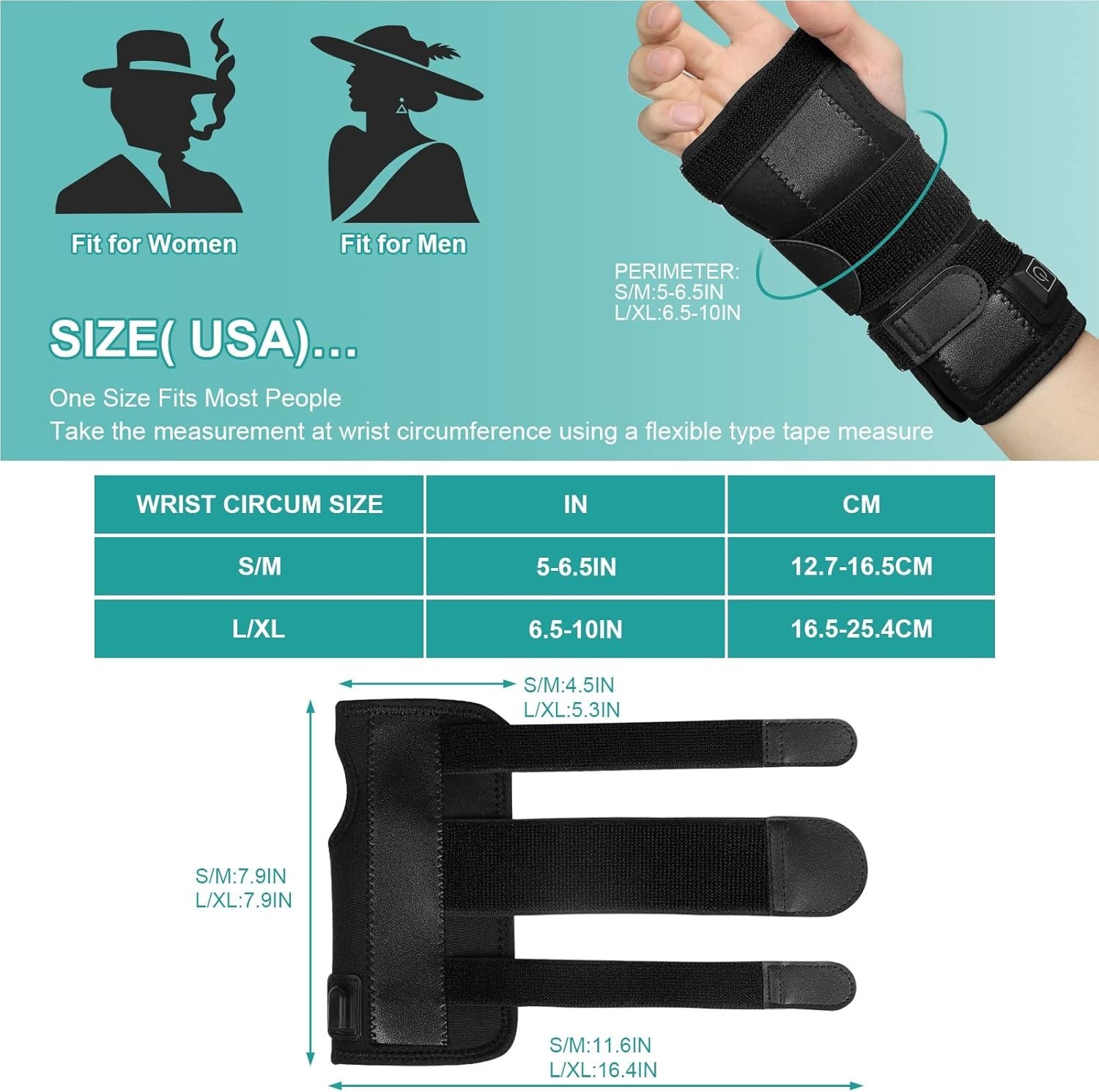Wrist Thumb Brace Heating Pad for Arthritis and Carpal Tunnel Relief, Heated Wra