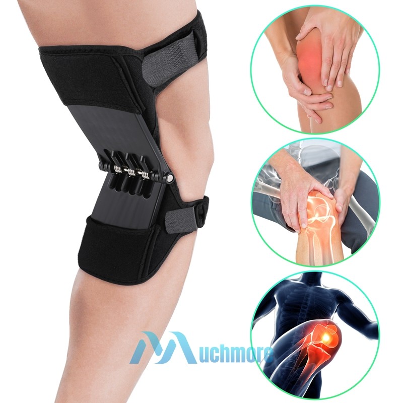 Black Joint Support Knee Pads Power Spring Loaded Rebound Sports Lift Protection
