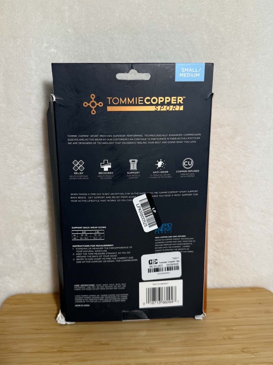 Tommie Copper Sport Comfort Back Brace S/M Support Posture Lumbar Wrap