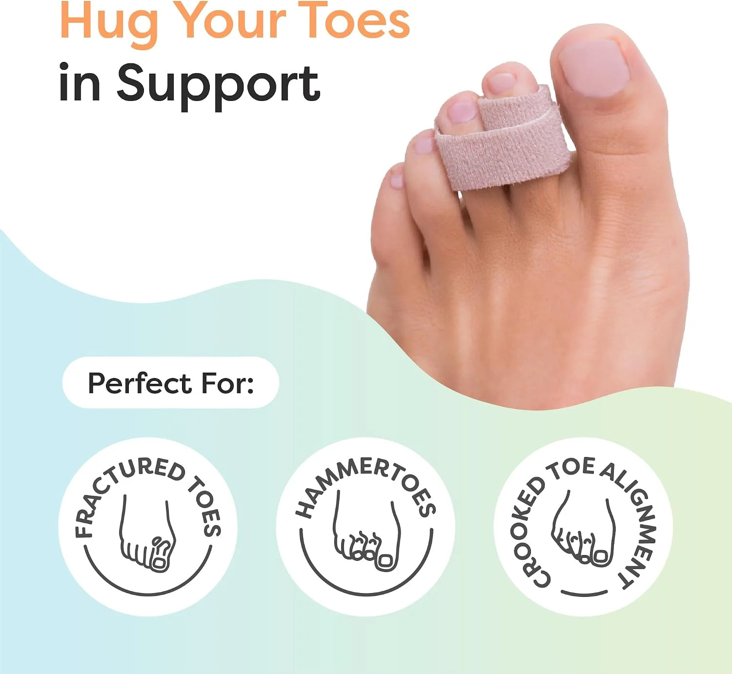 ZenToes Hammer Toe Straightener, Broken Toe Splint & Buddy Wraps, 4 Ct | Buddy t