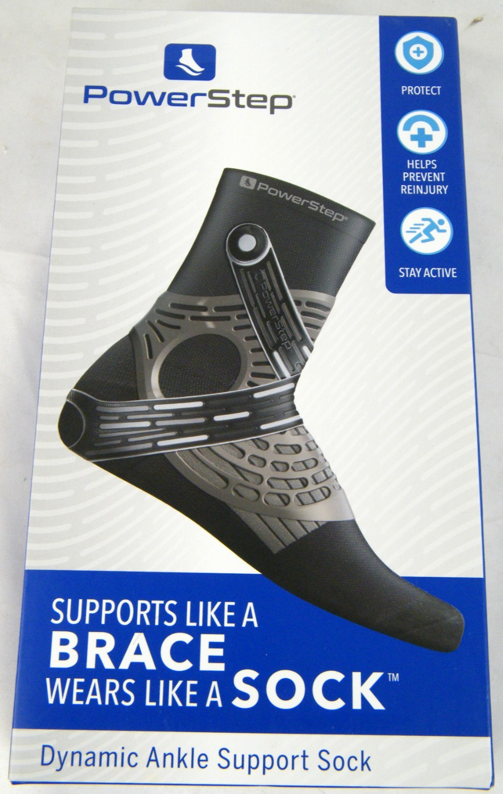 Powerstep Dynamic Brace Ankle Support Sock Right Size Small (M 4-6.5) (W 5-7.5)