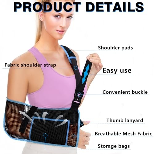 Arm Sling Shoulder Immobilizer,Breathable Mesh Adjustable Support Small Black