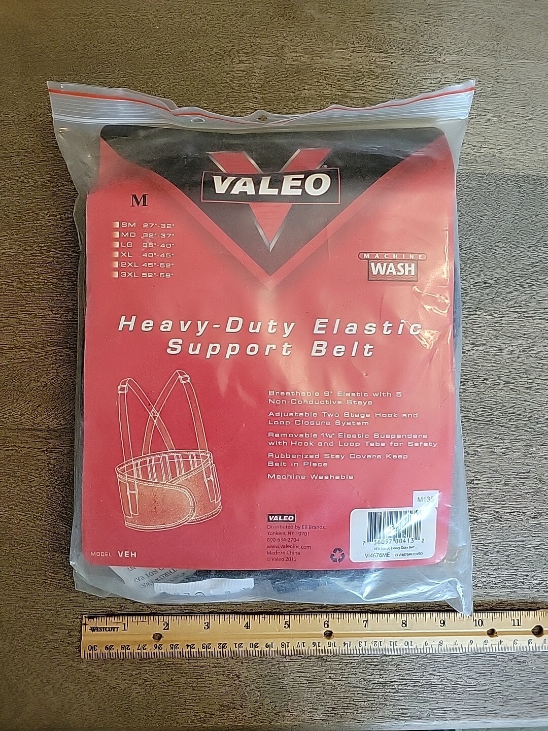 Valeo Back Brace Support – Size Medium 32″ to 44″Adjustable.see Pics And Descrip