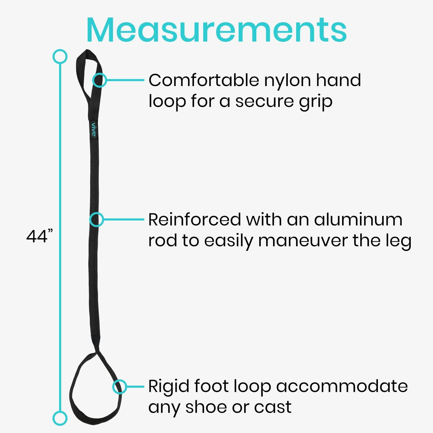 Leg Lifter Strap (44 Inch) – Rigid Foot Loop, Hand Grip for Adult, Senior, Elder