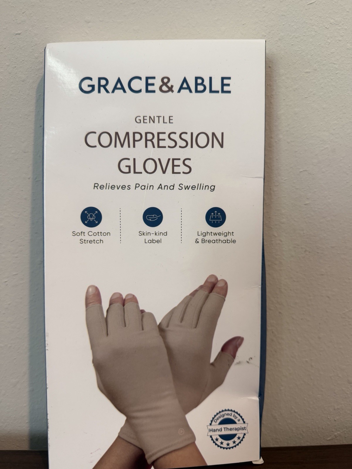 Latte Beige Compression Gloves Relief From Arthritis EDS RSI Comfy Cotton