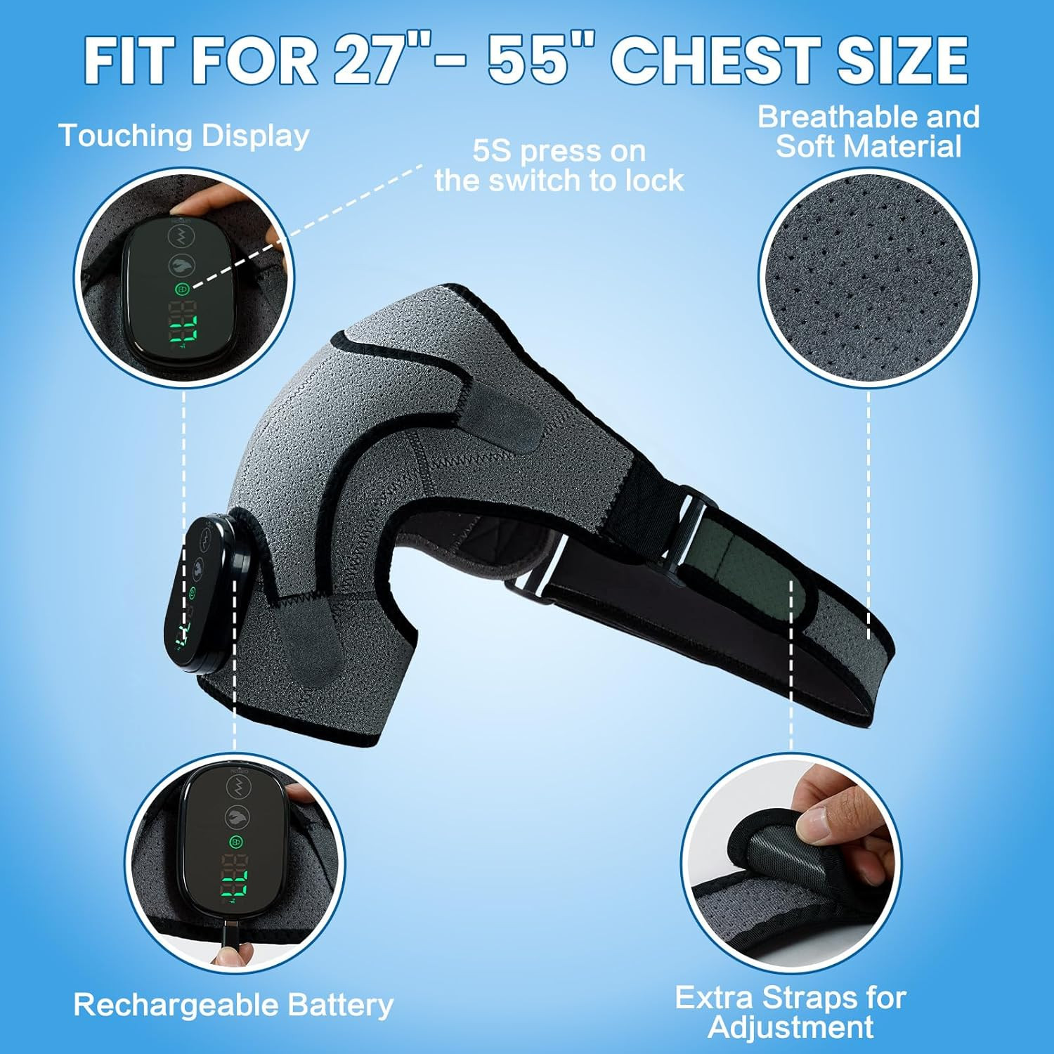 Cordless Heated Shoulder Wrap & Massager for Pain Relief and Recovery