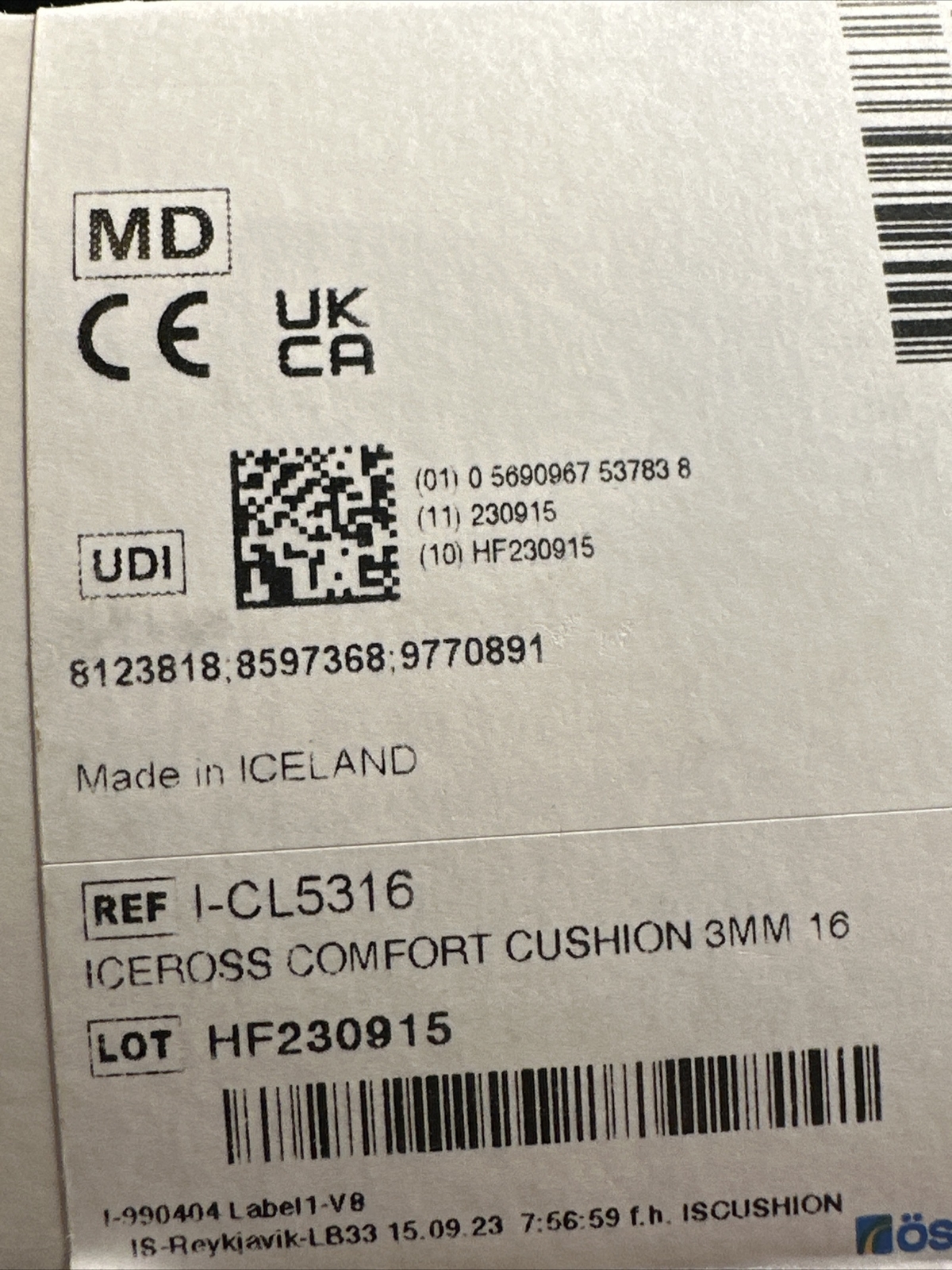 Ossur Comfort Cushion prosthetic Liner. Size 16. 3mm Thickness. New