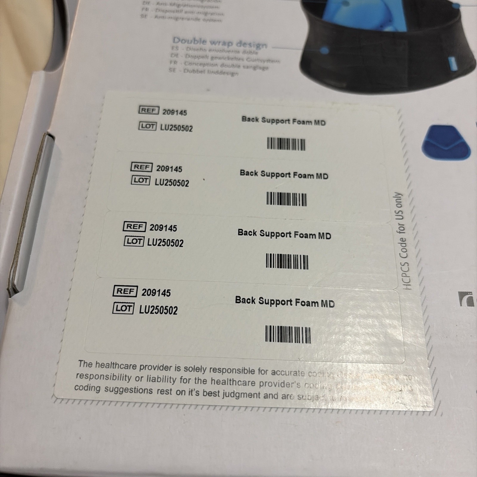 Ossur Formfit Back Support with Air NEW