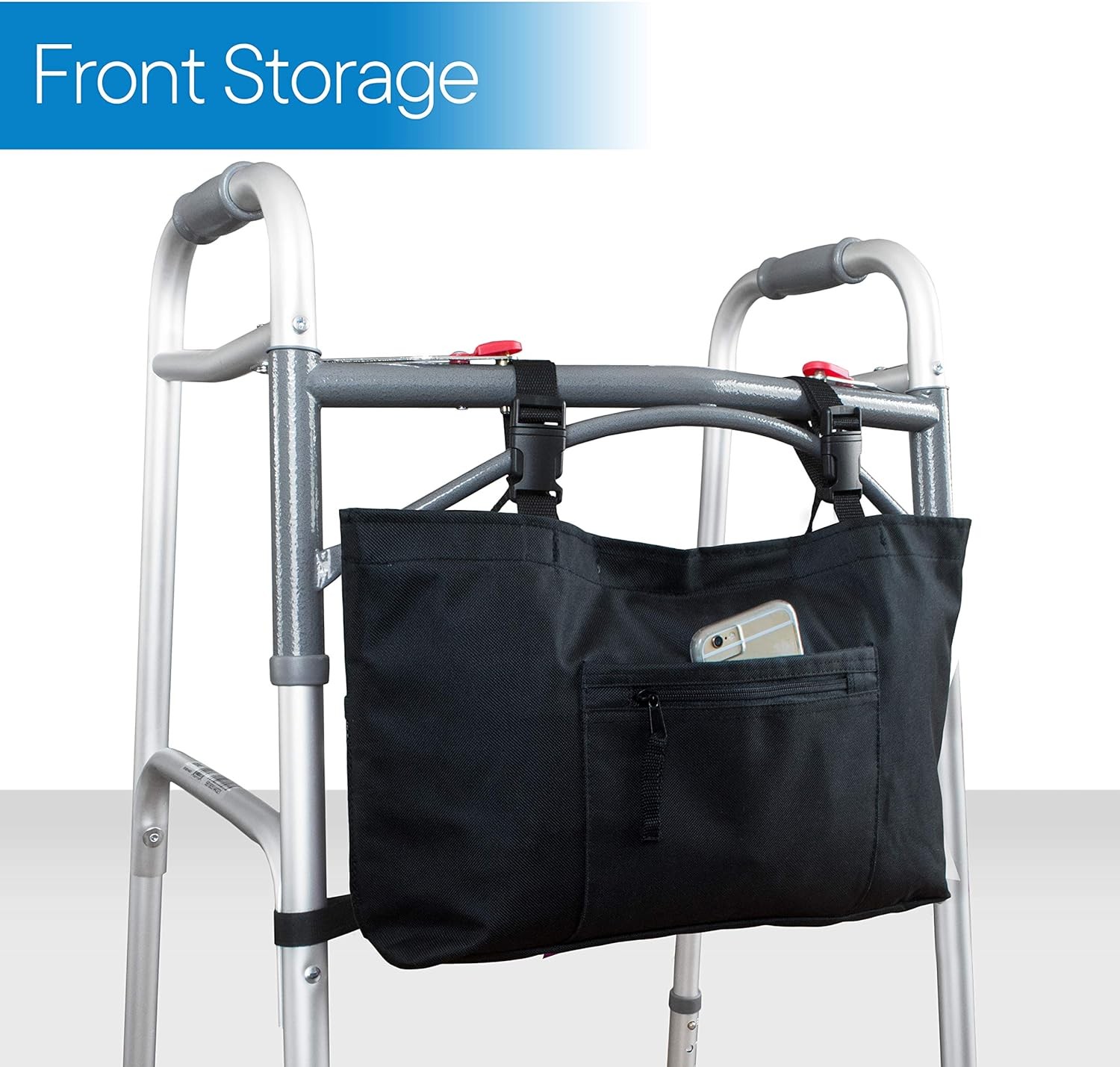 Spacious Waterproof Folding or Rolling Walker Tote Bag w/ Adjustable Straps