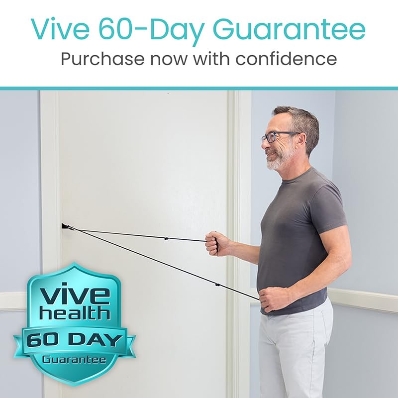 Vive Shoulder Pulley for Physical Therapy – Over Fabric Door Anchor, Black