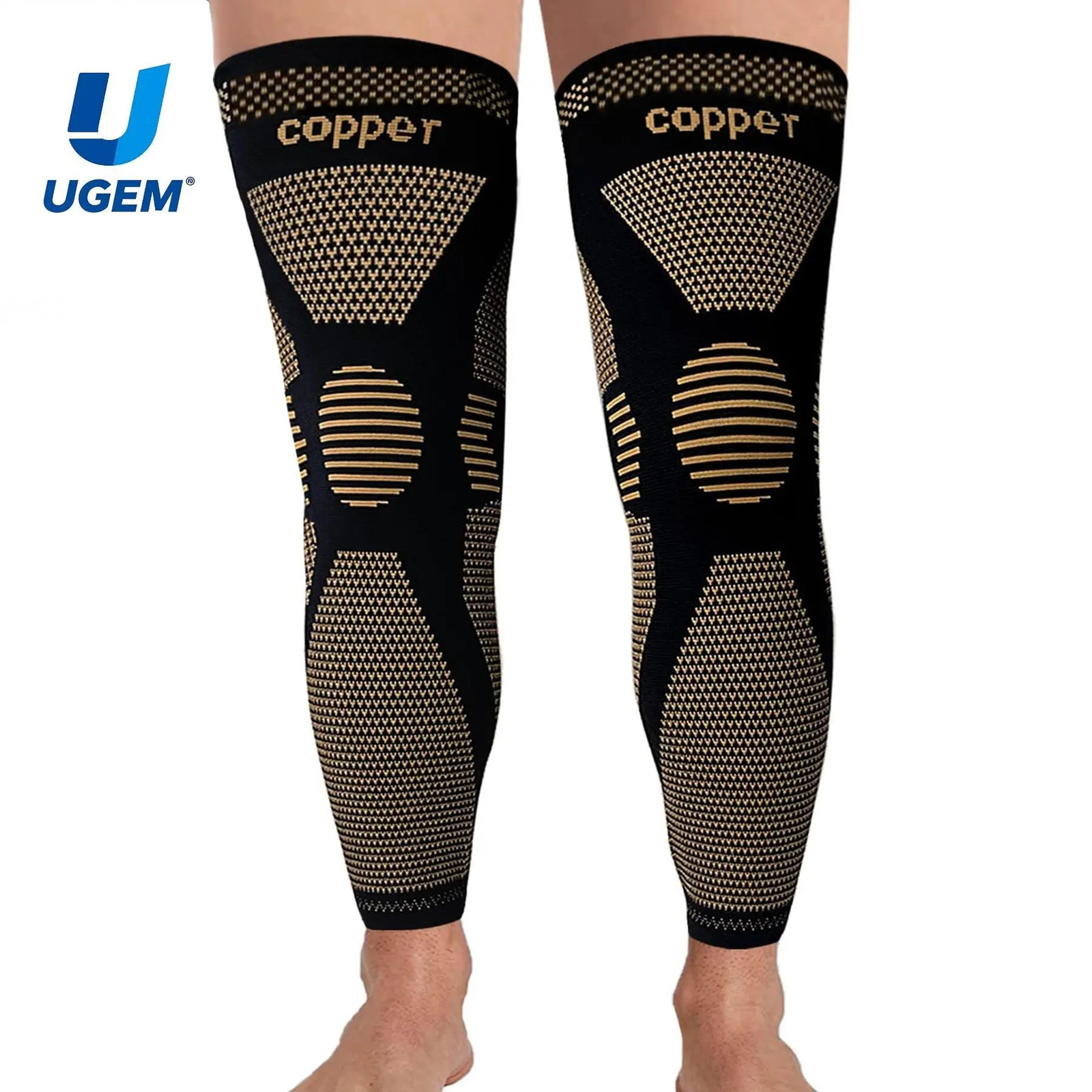 Copper Fiber Full Leg Compression Sleeves, 20-30Mmhg Graduated Support with 4-Wa