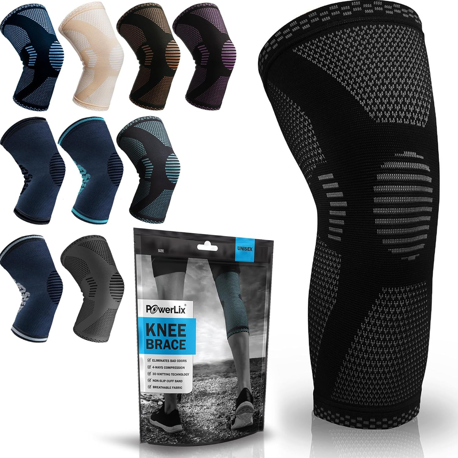 Knee Compression Sleeve – Best Knee Brace for Men & Women – Knee Support for Run