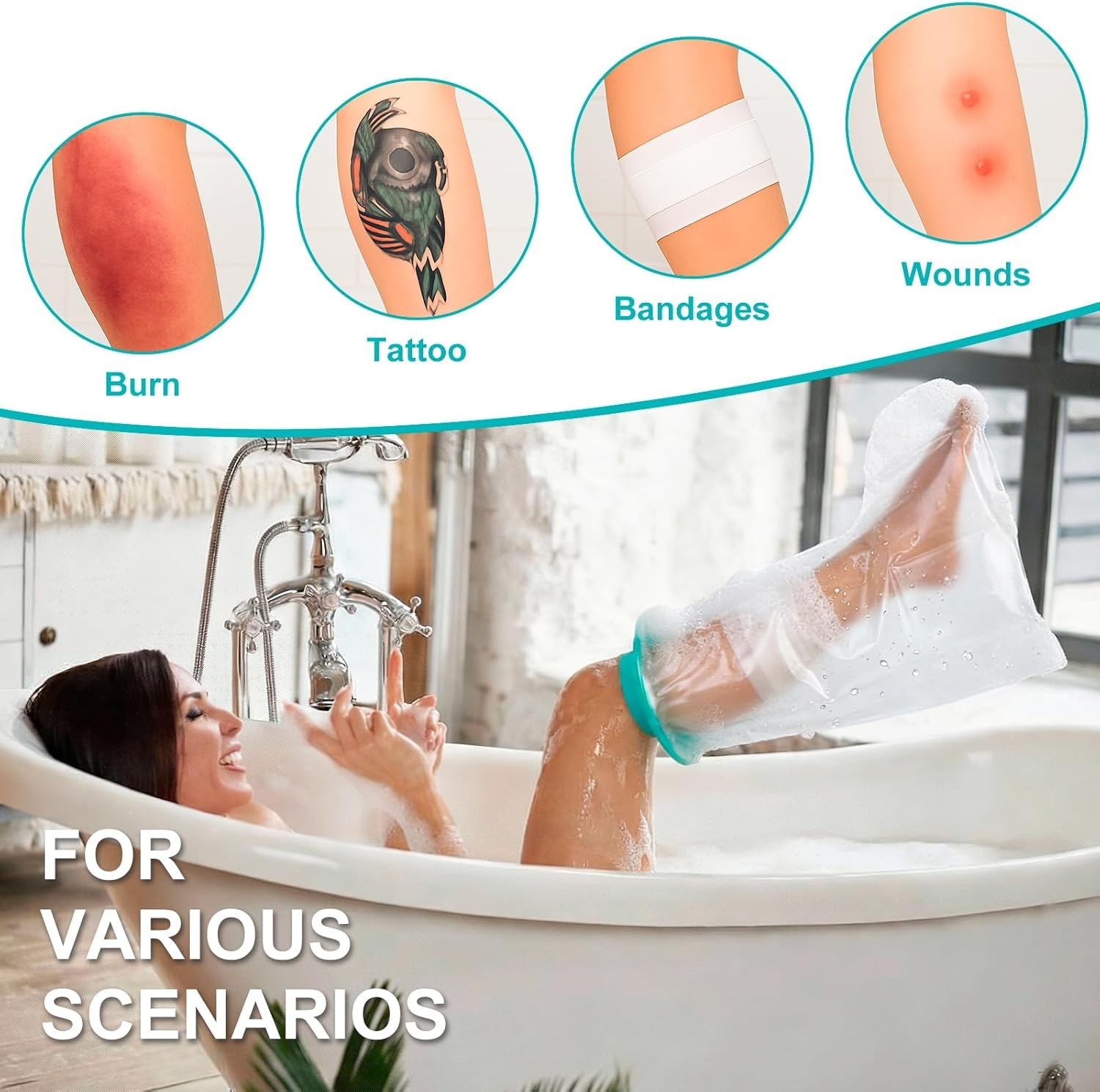 Waterproof Leg Cast Cover for Showering, Reusable Shower Sleeve for Leg After…