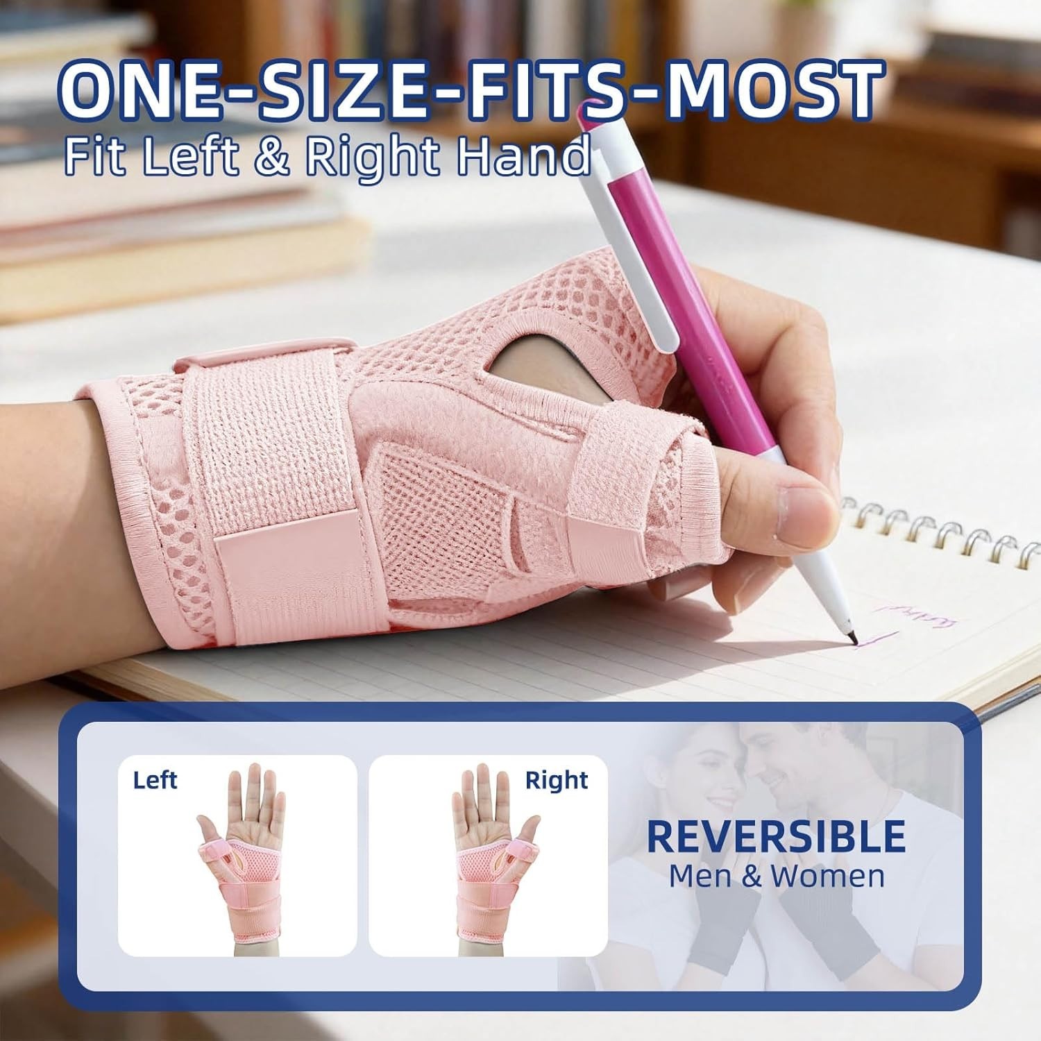 Thumb Splint Brace for Arthritis Trigger Finger Tendonitis Left Right Pink