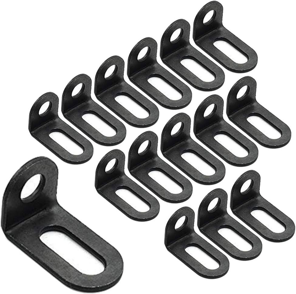 Versatile Adjustable Angle Brackets, 0.7” x 0.7” x 1.2” – 15 Pcs Black Metal