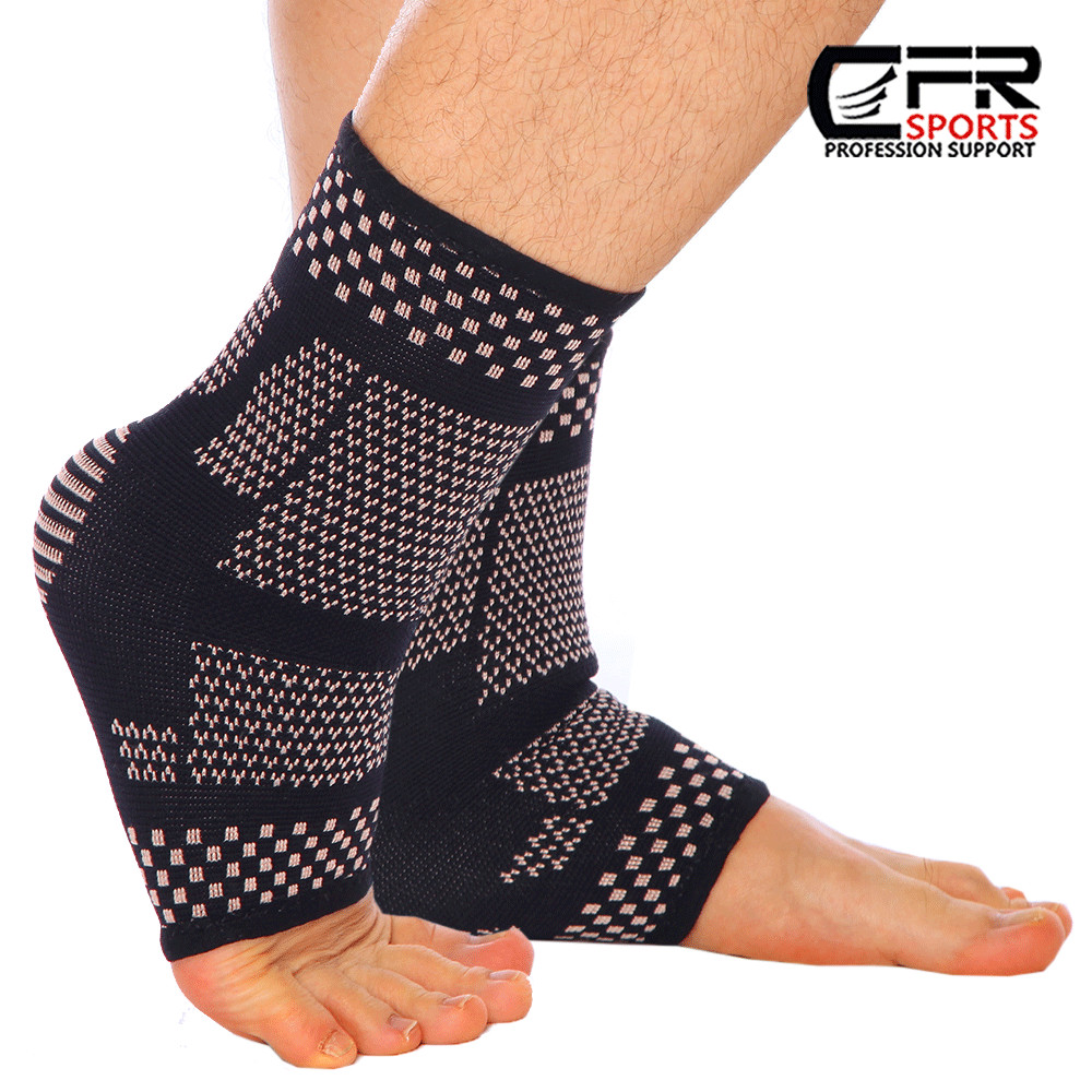 Copper Ankle Brace Compression Sleeve Support Socks Foot Fasciitis Pain Relief@