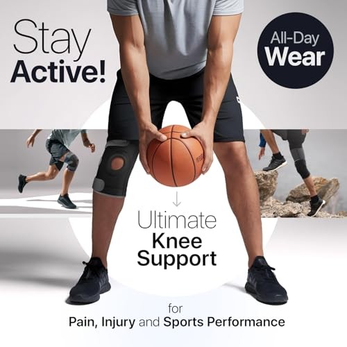Knee Brace for Women and Men with Patella Gel Pad & 4 Side X-Large Gray