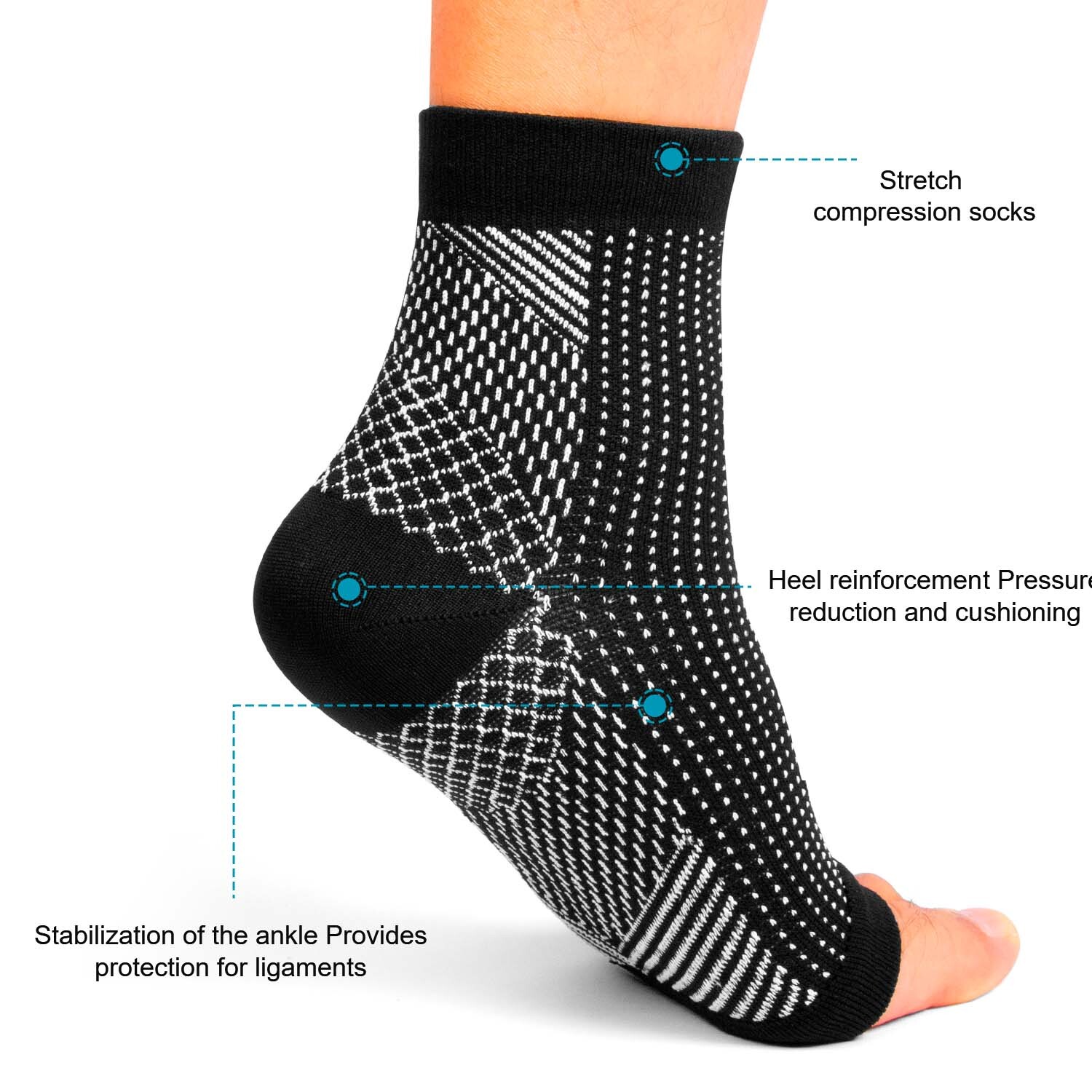 1-5Pairs Ankle Support Brace Compression Sleeve Socks Elastic Foot Pain Relief