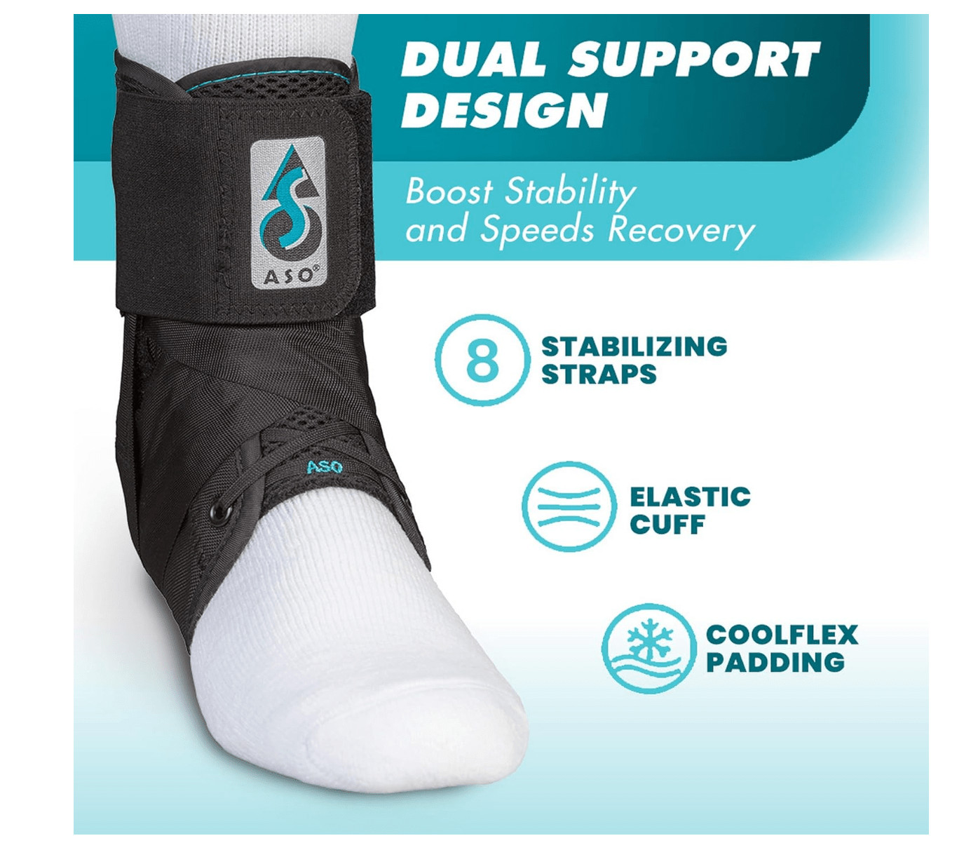 ASO Ankle Stabilizing Orthosis w/inserts (Large – Black)