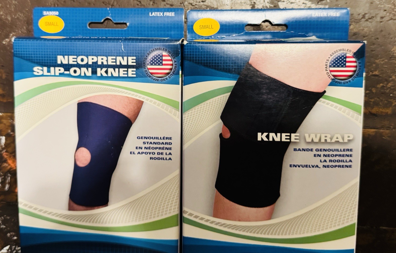 NIB Sport-Aid Neoprene Slip On Knee & Knee Wrap Small And XL sizes Lot Of 4