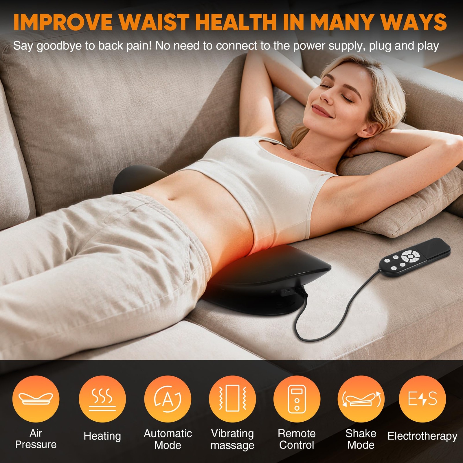 Electric Lumbar Traction Device for Lower Back Pain Relief, Multifunctional L…