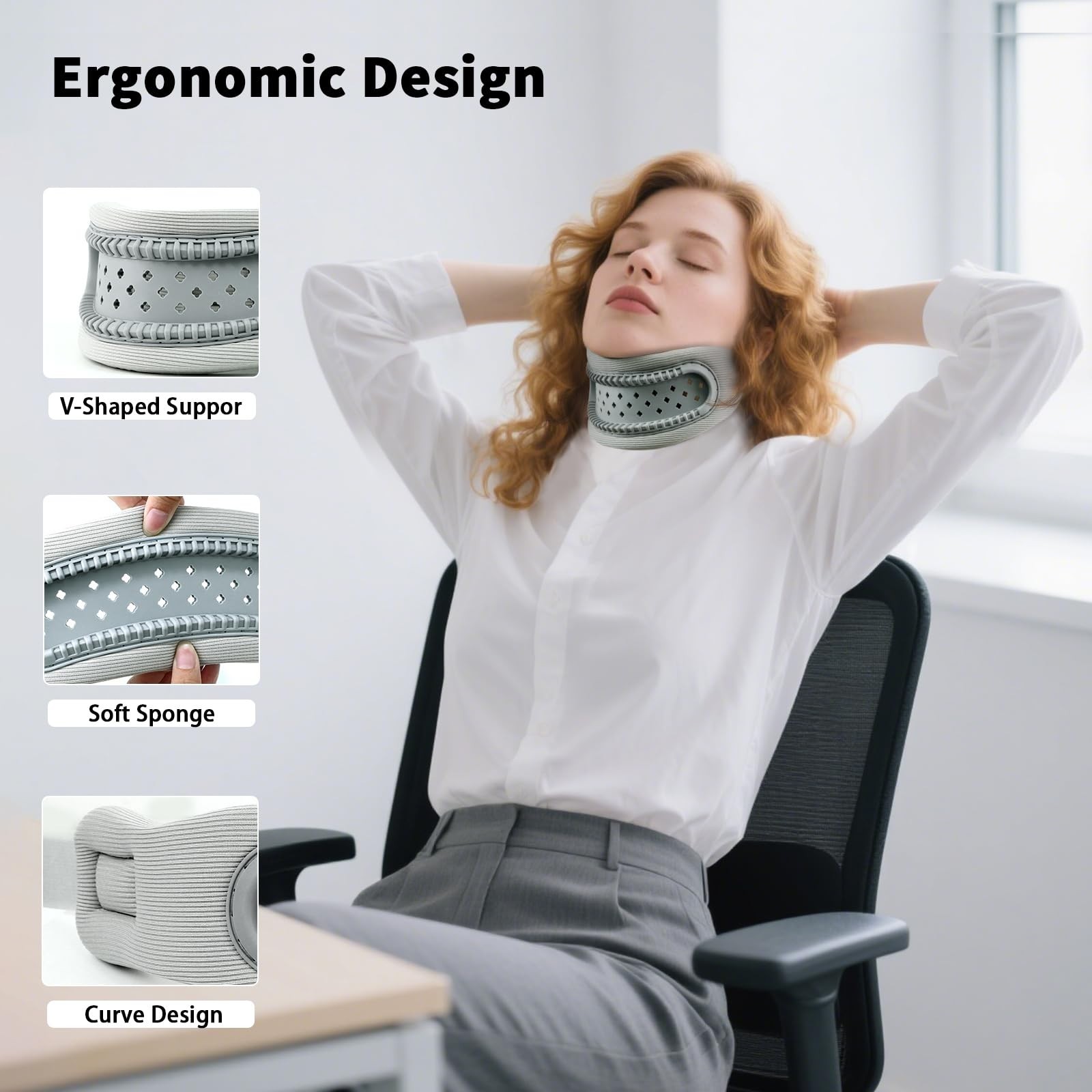 Cervical Collar Neck Brace, Pain Relief & Support, Memory Foam, Breathable Frame