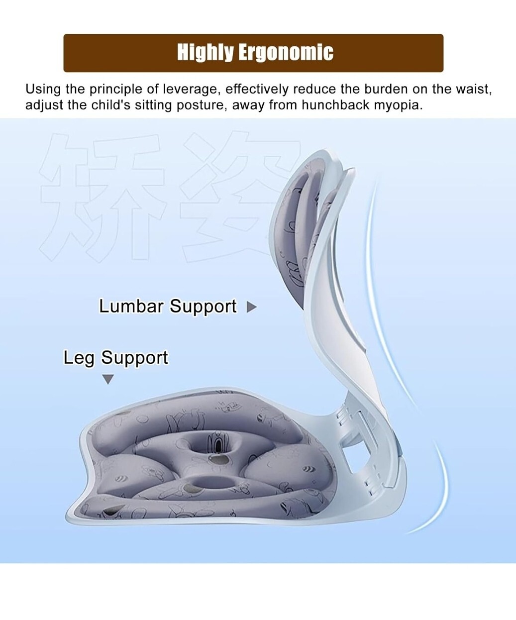 Lower Back Support Posture Corrector, Ergonomic Support Chair for Back Pain Reli