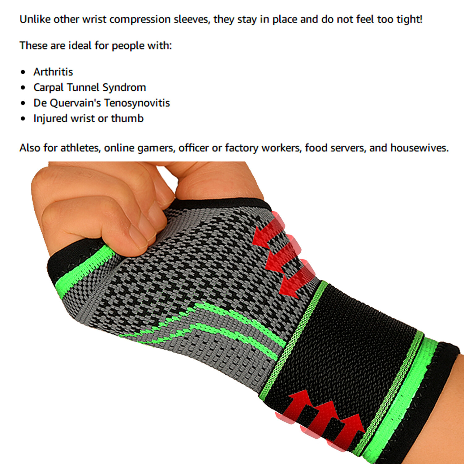 Compression Wrist Brace Support Strap Band Sports Gym Arthritis Carpal Tunnel US