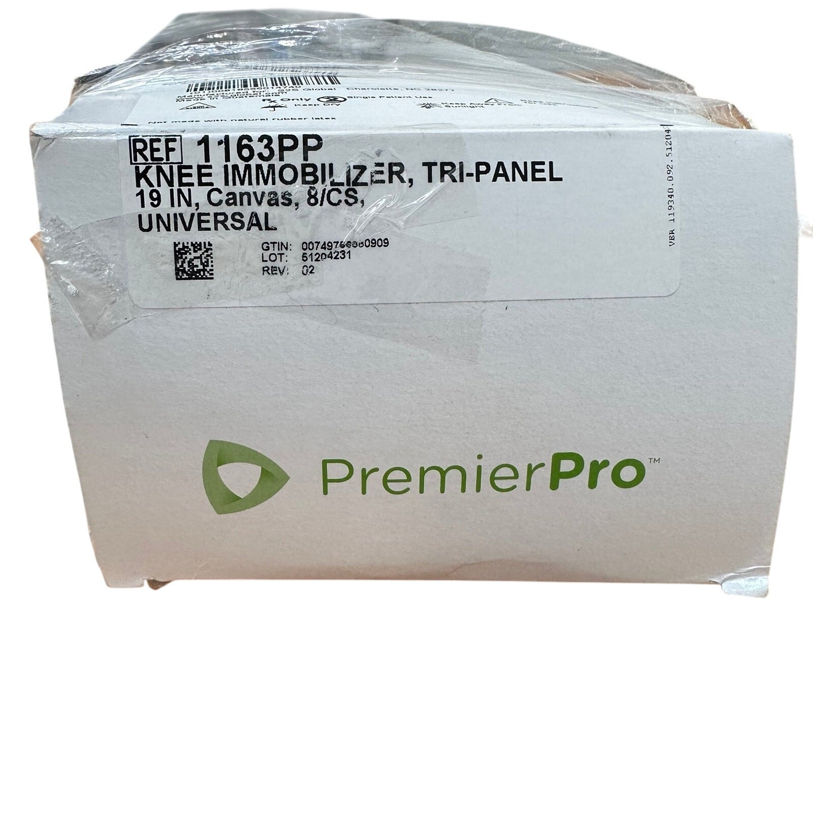 The Knee Brace Knee Immobilizer Tri-Panel Universal 19 inch canvas Premier Pro