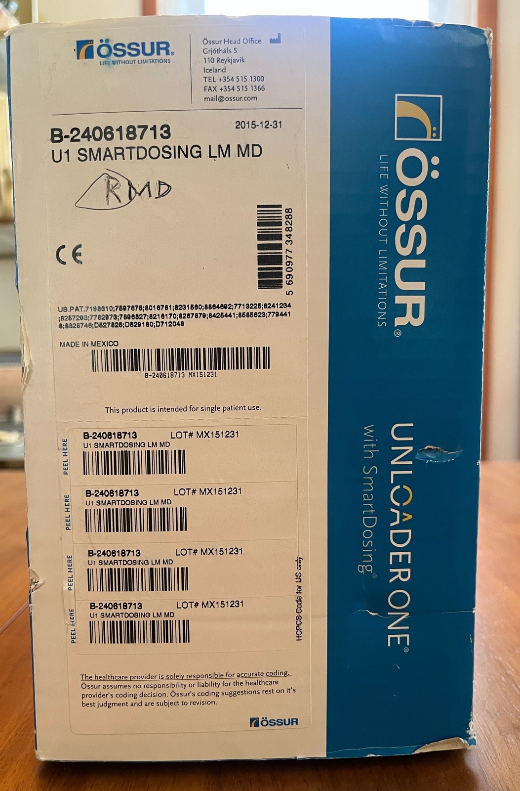 Ossur Unloader One with SmartDosing Medial Left Knee Brace Size Medium w/ Box